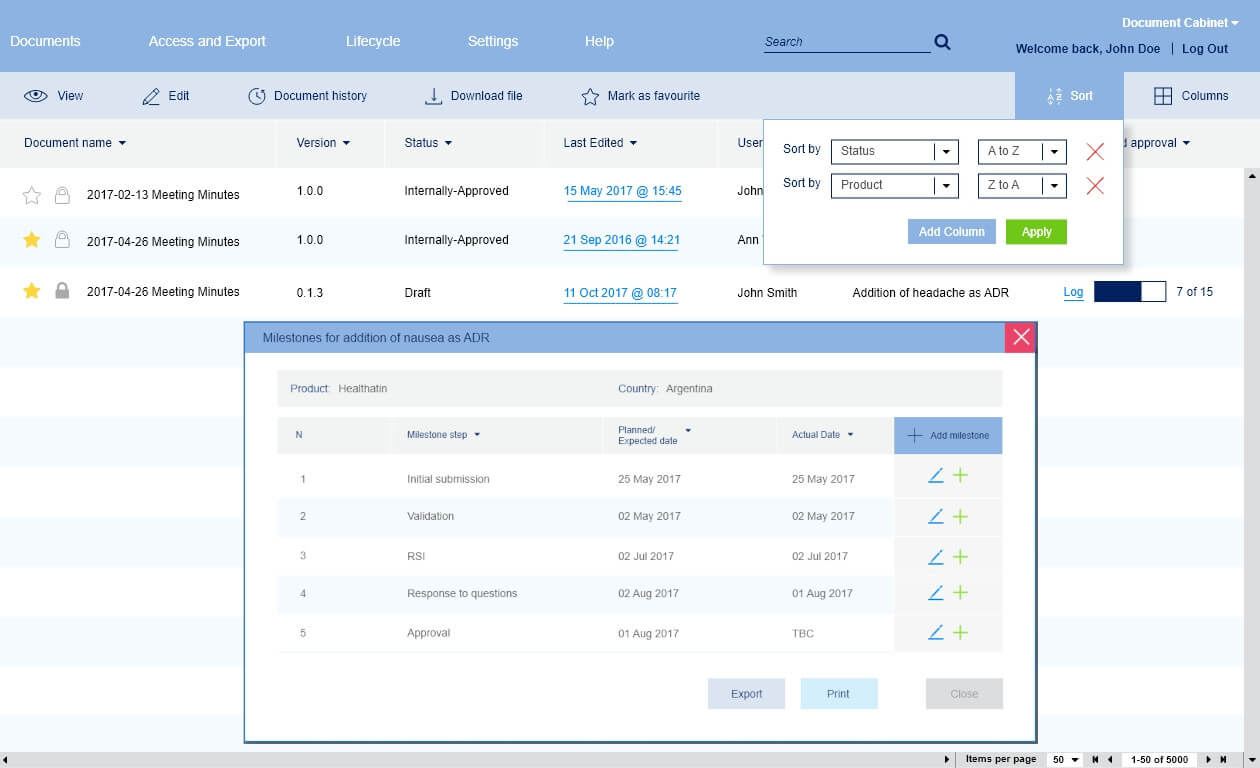 A SaaS for pharmaceutical companies, screen 3 A SaaS for pharmaceutical companies, screen 3
