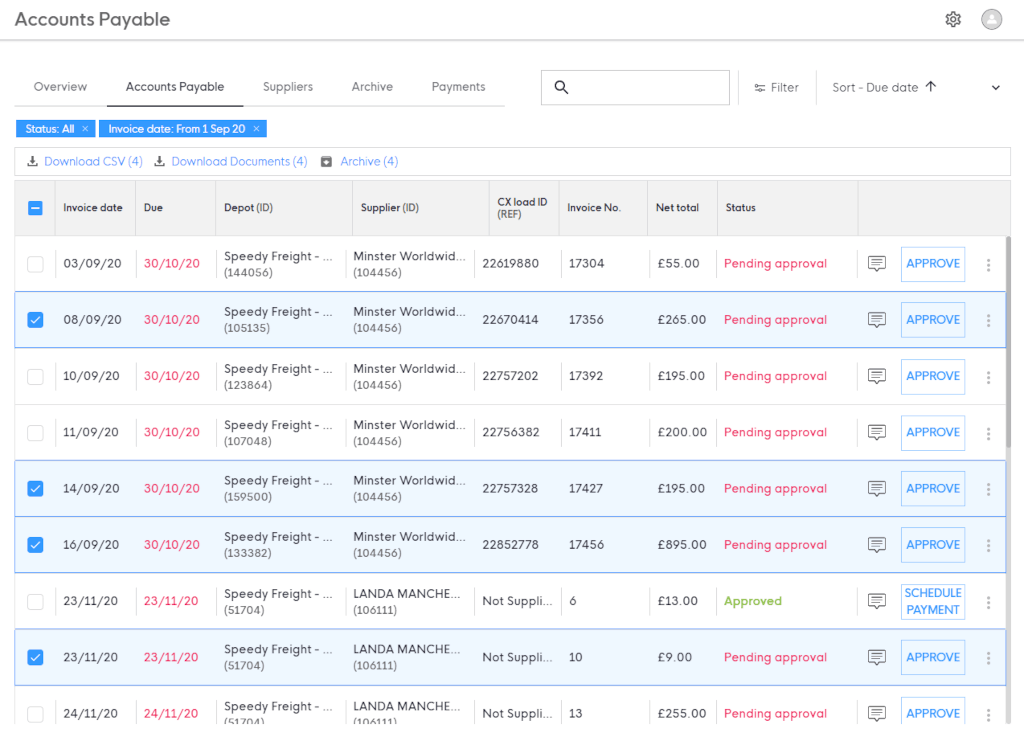 Financial SaaS application for courier companies, screen 1 Financial SaaS application for courier companies, screen 1