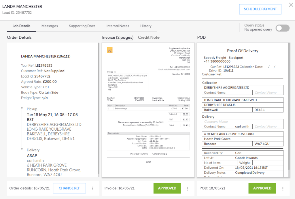 Invoices and PODs application for transportation companies, screen 3 Invoices and PODs application for transportation companies, screen 3